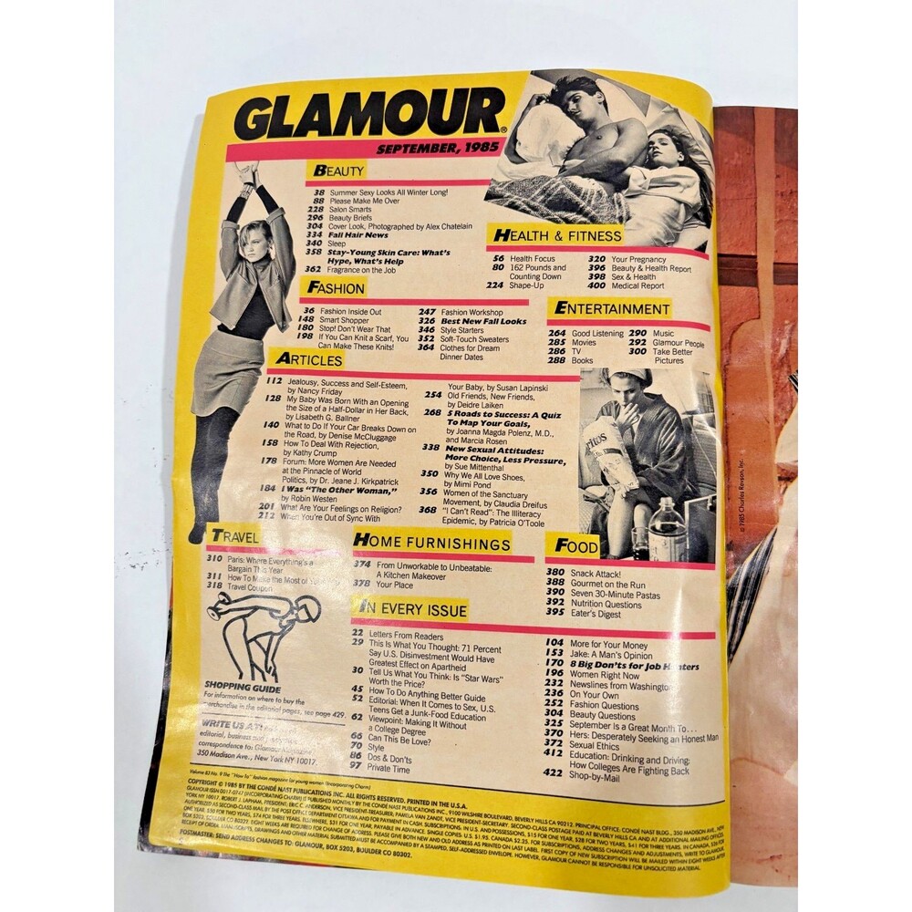 Vintage GLAMOUR MAGAZINE-SEPTEMBER 1985-PAULINA PORIZKOVA-BEST NEW FALL LOOKS - Picture 2 of 2